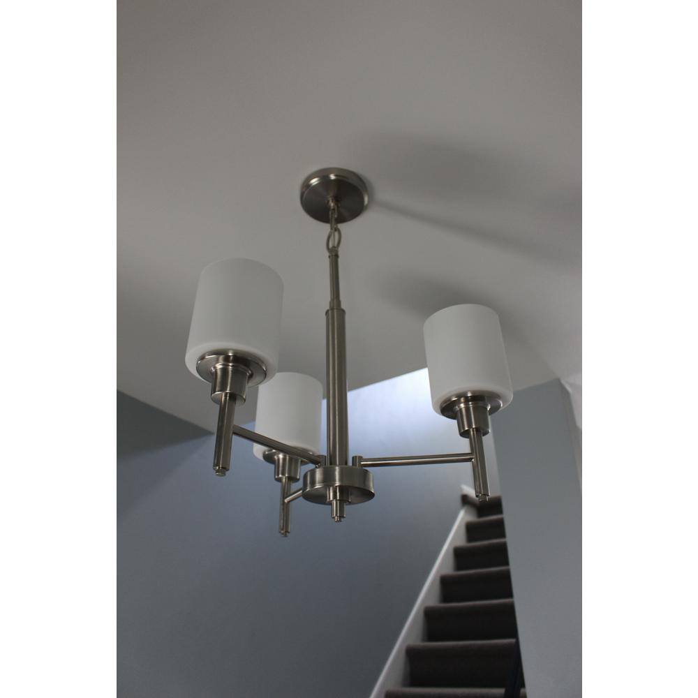 Aubrey Satin Nickel Mini 3-Light Chandelier with Frosted Glass