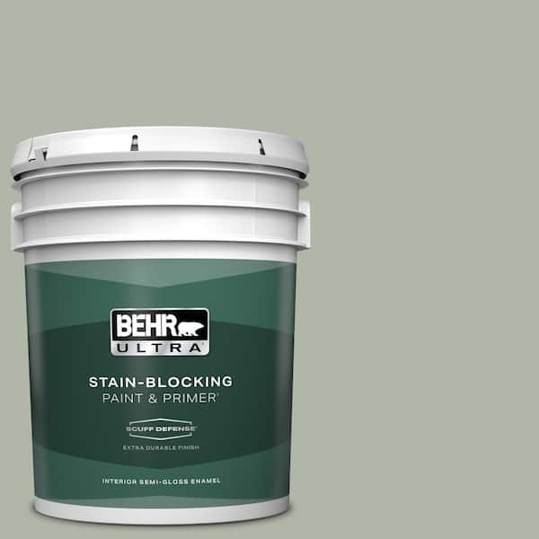 BEHR ULTRA 5 gal. #ICC-56 Green Tea Extra Durable Semi-Gloss Enamel Interior Paint & Primer