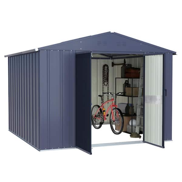 VEIKOUS 8 ft. W x 8 ft. D Outdoor Metal Storage Shed in Gray (64