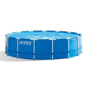 15 ft. x 48 in. Round Metal Frame Above Ground Swimming Pool Set and 15 ft. Pool Cover