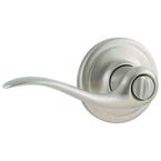 Tustin Satin Nickel Privacy Bed/Bath Door Handle Featuring Microban Antimicrobial Technology with Lock