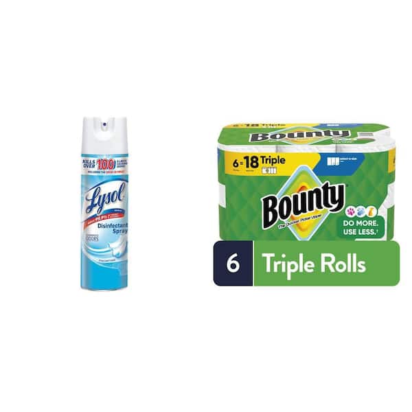 Crisp Linen Disinfectant Spray 19oz and Select-A-Size Paper Towel Roll (6 Triple Rolls) Combo