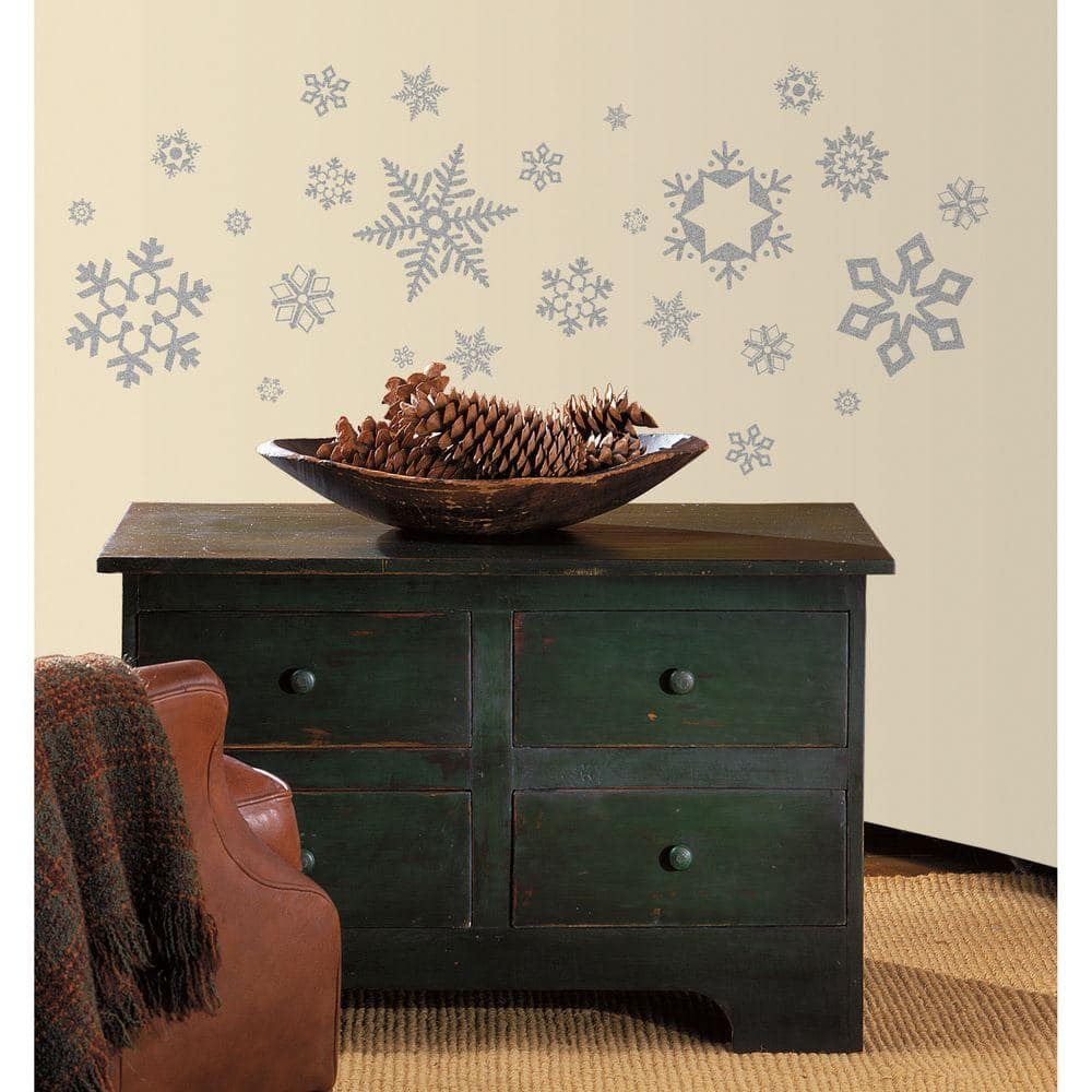 Peel-and-Stick Let it Snow Snowflake Holiday Vinyl Wall Decal Set 115 ct. Paper Riot Co 