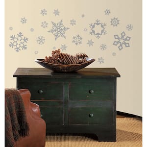 10 in. x 18 in. Glitter Snowflakes 47-Piece Peel and Stick Wall Decals