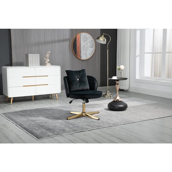 HOMEFUN 28 in. Modern Contemporary Black Upholstered Velvet Swivel Barrel Chair