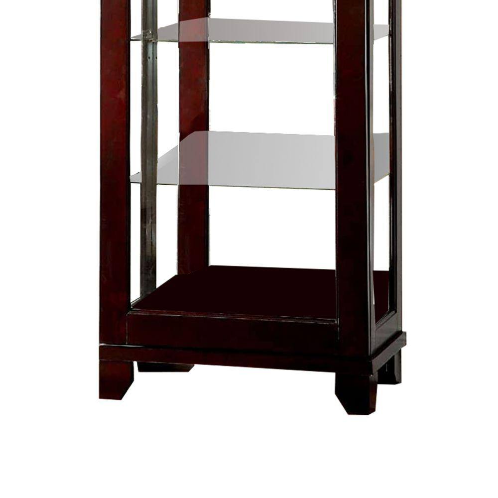 Cappuccino Finish Solid Wood Glass Door Curio Cabinet