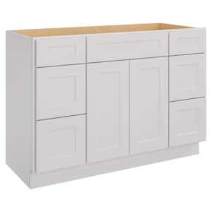 48-in W x 21-in D x 34.5-in H in Dove White Plywood Stock Ready to Assemble Vanity Sink Drawer Base Kitchen Cabinet