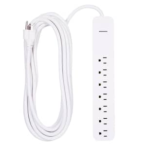 25 ft. 16/3 7-Outlet 1080J Surge Protector Power Strip Extension Cord, White