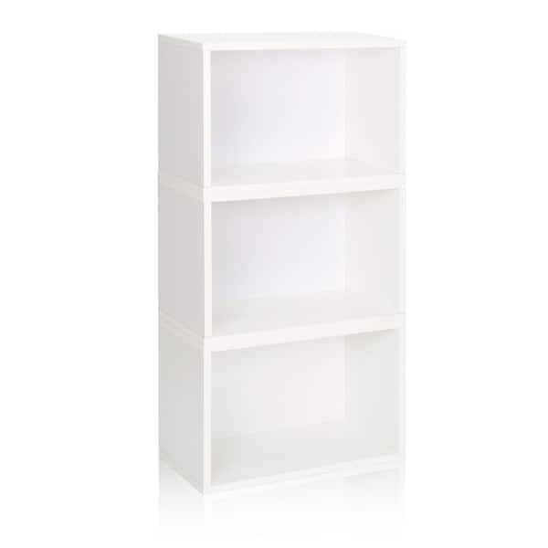 Way Basics 46.5 in. White Wood 3-shelf Standard Bookcase with Cubes