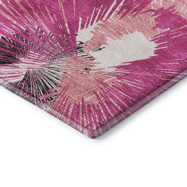 Mayfield Premium Machine Washable Abstract AMF2132 Pink 5 ft. x 7 ft. 6 in. Area Rug
