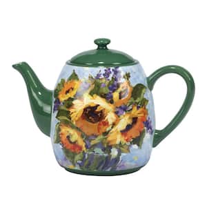 Sunflower Bouquet 4.5-Cup Multicolored Earthenware Teapot