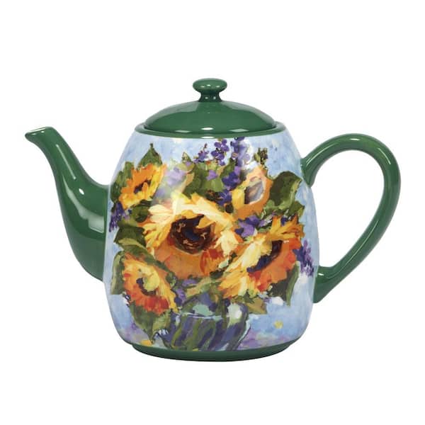 Certified International Sunflower Bouquet 4.5-Cup Multicolored Earthenware Teapot