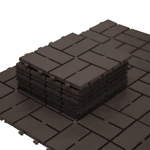1 ft. W x 1 ft. L Square Plastic Patio Interlocking Deck Tile in Brown All Weather for Balcony(Pack of 9)