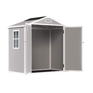 6 ft. W x 4.4 ft. D Light Grey Plastic Storage Shed with Floor for Garden, Backyard, Pool Tool 26 Sq. Ft.