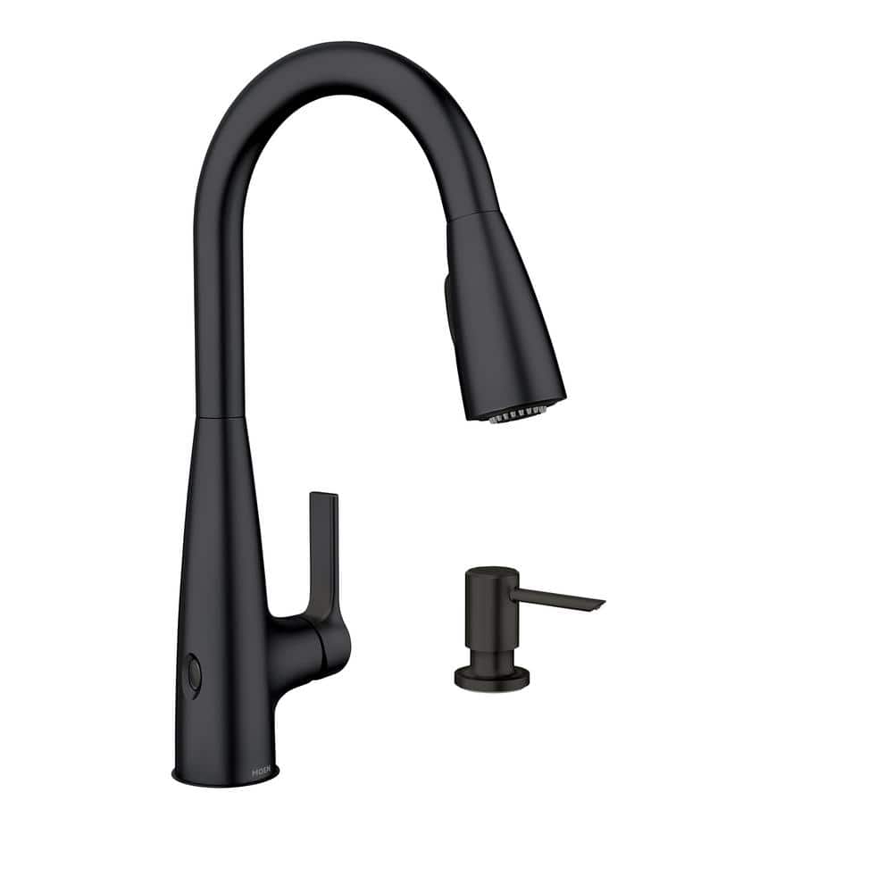 Matte Black Touchless Single-Handle Pull-Down Kitchen Faucet with Spray