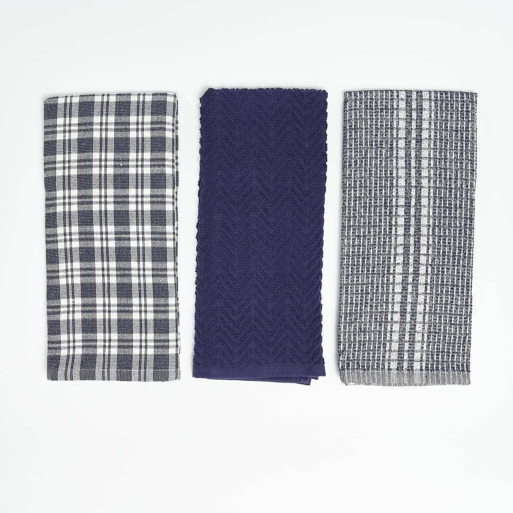 Nautica Natural Beige Solid/Stripe Combo 100% Cotton Kitchen Towels (3  Piece Set) NAN012451 - The Home Depot