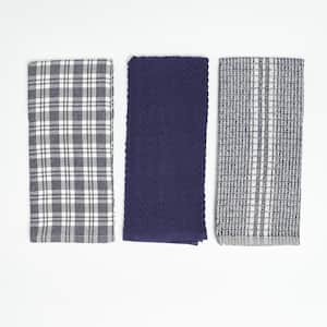 Navy Plaid 100% Cotton Kitchen Towels (3 Piece Set)