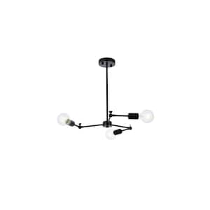 Home Living 40-Watt 3-Light Black Pendant Light with No Shade, No Bulbs Included