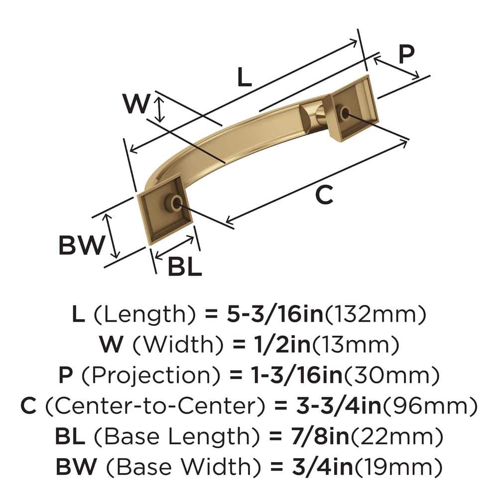 Champagne Bronze 3-3/4 inch Polished Cabinet Pull with Mounting Hardware