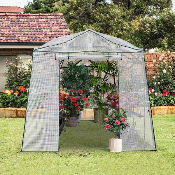 7 ft. W x 8.5 ft. D Portable Greenhouse For Outdoors, White