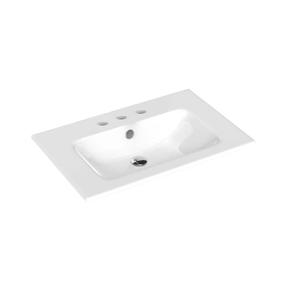 Joy 28" Glossy White Ceramic Rectangular Wall-Mount Bathroom Sink