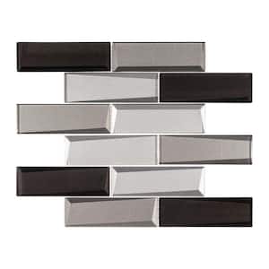 Daazen Dove Black/Gray/White 11.75 in. x 11.75 in. 3-D Look Brick-Joint Glass Mosaic Wall Tile (4.8 sq. ft./Case)