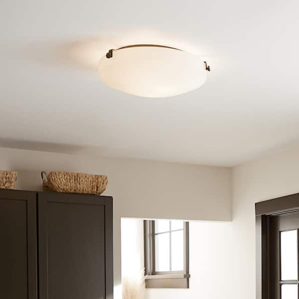 KICHLER Lytham 17.25 in. 3-Light Olde Bronze Contemporary Hallway Flush Mount Ceiling Light