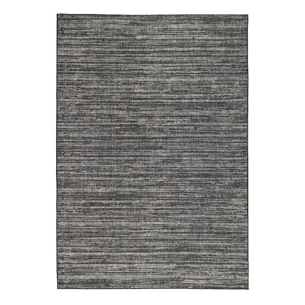 Brown, Ivory 9 ft. x 12 ft. Loomed Striped Polypropylene Rectangle Indoor/Outdoor Area Rug