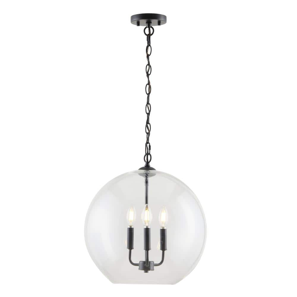 STANFORD LIGHTING Perla 3-Light Dimmable Modern Farmhouse Black Finish Chandelier