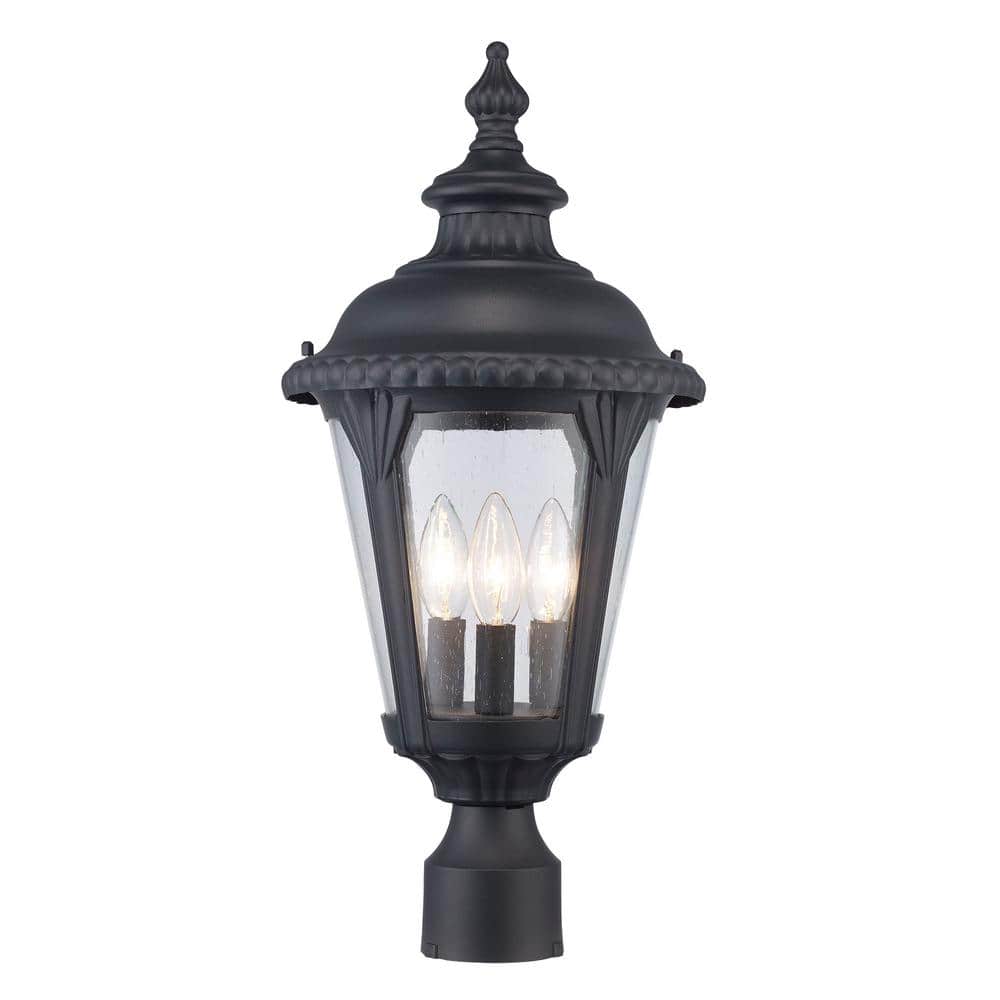 Bel Air Lighting Commons 3-Light Black Outdoor Lamp Post Light