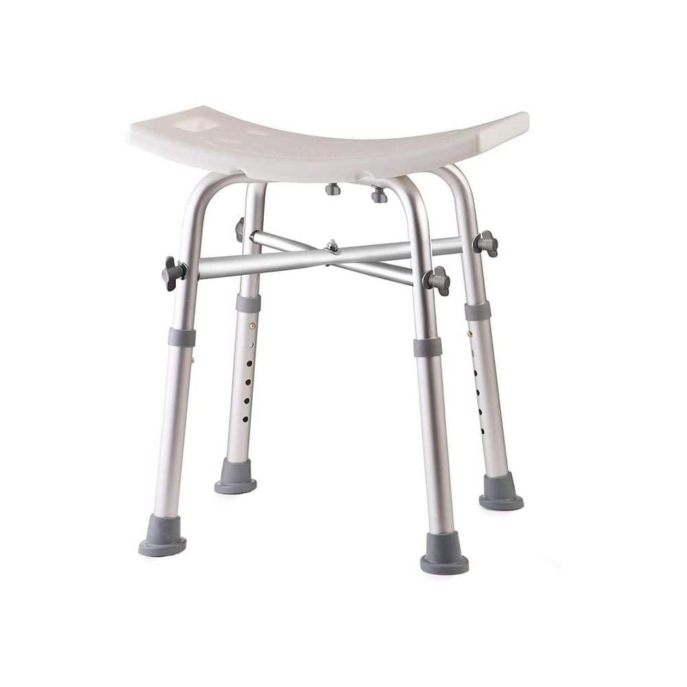 Aluminum Adjustable Shower Chair Stool with Heavy-Duty Crossbar for Elderly