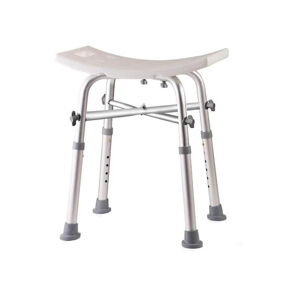 Aluminum Adjustable Shower Chair Stool with Heavy-Duty Crossbar for Elderly & Disabled, Holds up to 350lbs in Silver