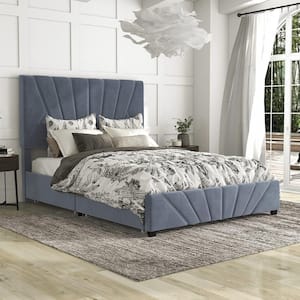 Kimjoy Gray Wood Frame Full Platform Bed with Storage