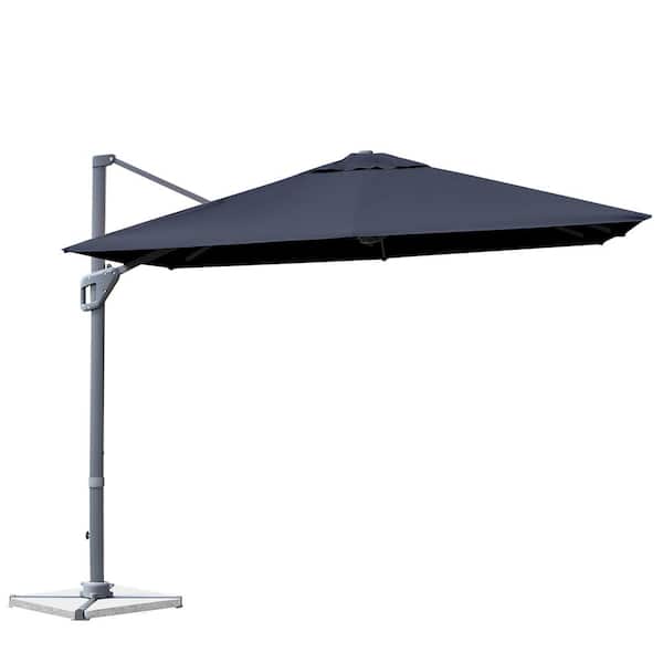 Costway 10x10 ft Aluminum Cantilever 360° Rotation Tilt Patio Umbrella in Blue