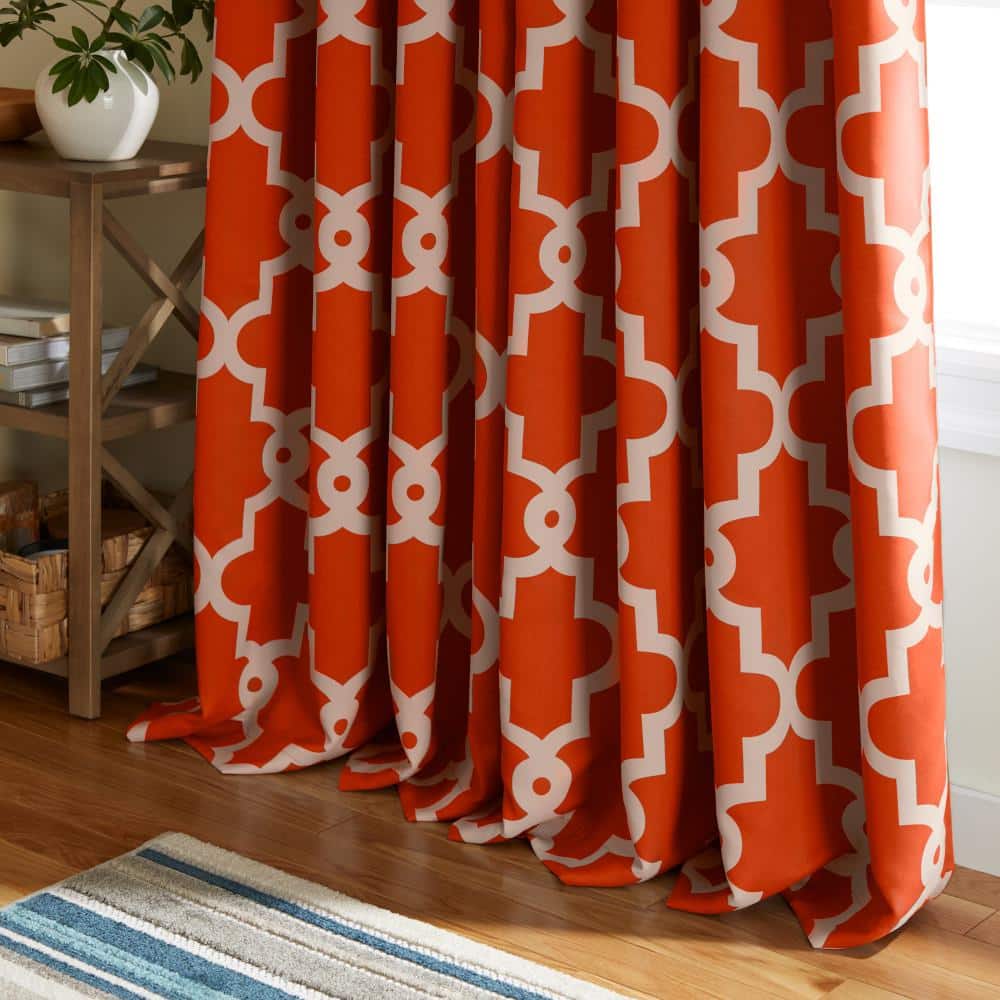 Mecca Orange Polyester Blackout Grommet Curtain Panels