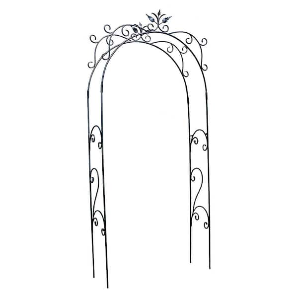 Elegant Handcrafted Tuileries Garden Arbor, 113 in. Tall Graphite Powder Coated Finish