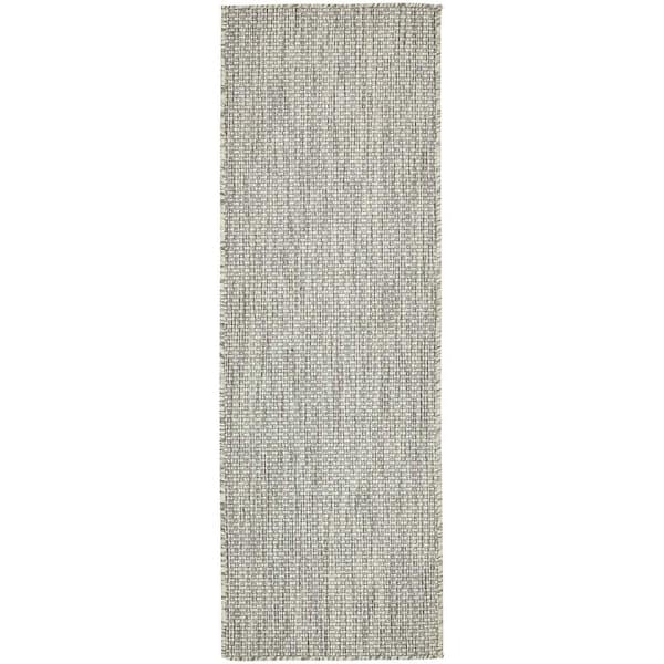 Unique Loom Outdoor Solid Light Gray 2' 0 x 6' 0 Runner Rug