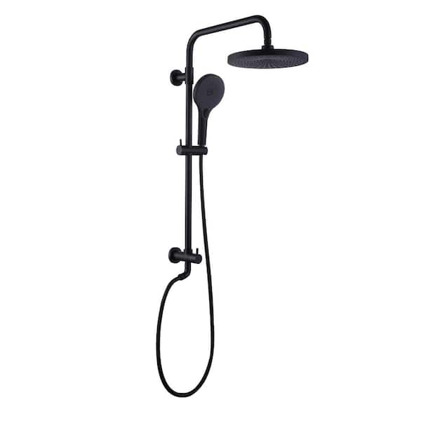 Tomfaucet 2-Spray Shower System with 3-Setting Hand Shower in Matte Black (Valve not Included)