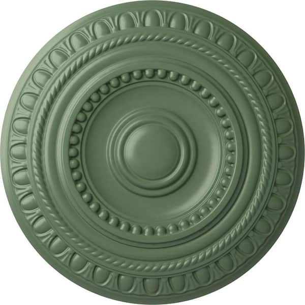Ekena Millwork 15-3/4" x 1-3/8" Artis Urethane Ceiling (Fits Canopies upto 6-7/8"), Hand-Painted Athenian Green