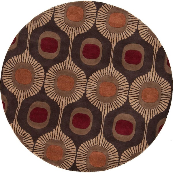 Livabliss Pulsu Sienna 10 ft. x 10 ft. Round Area Rug