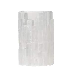 Selenite Stone and Glass White Lantern