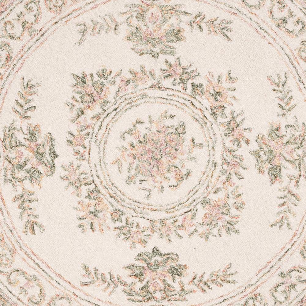 Elegant Ivory Tufted Wool 5' Round Handmade Area Rug
