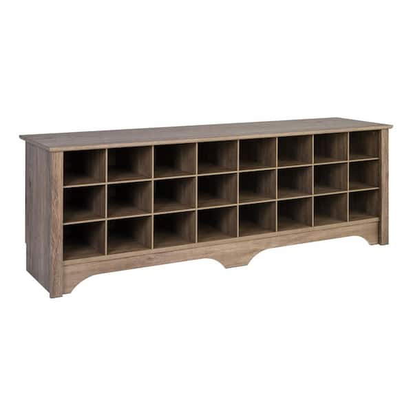 20.25 in. H x  60 in. W Gray Engineered Wood Shoe Storage Bench with 24-Cubbies, Shoe Rack for Front Door Entrance