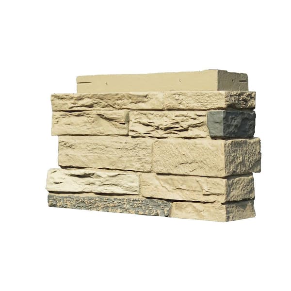 NextStone Slatestone 4.5 in. x 12.75 in. Faux Stone Siding Corner in Sahara (4-Pack)