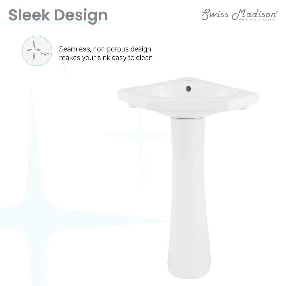 St. Tropez White Ceramic Corner Pedestal Sink