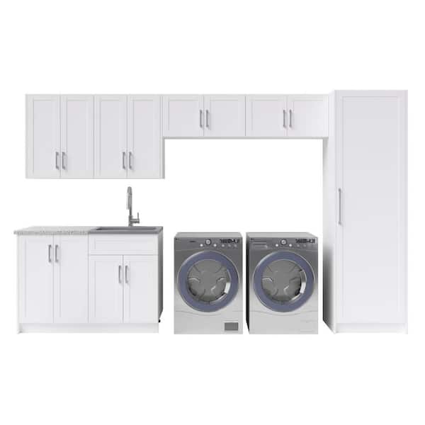NewAge Products Home Laundry Room 84 in. H x 135 in. W x 25.5 in. D Cabinet Set in White (10-Piece)