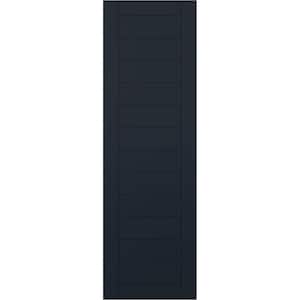 12 in. x 74 in. PVC Horizontal Slat Framed Modern Style Fixed Mount Board & Batten Shutters Pair in Starless Night Blue