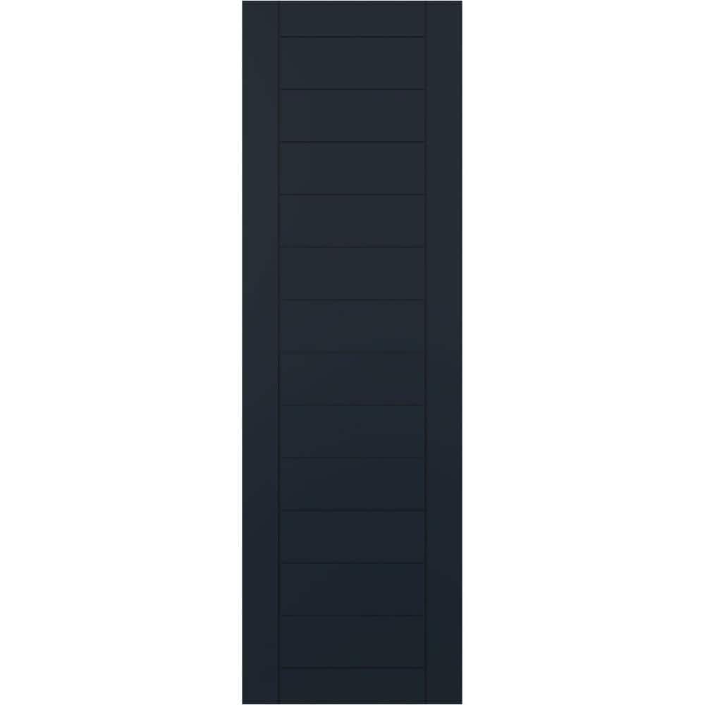 18 in. x 64 in. PVC Horizontal Slat Framed Modern Style Fixed Mount Board & Batten Shutters Pair in Starless Night Blue price history on PriceWatchPro