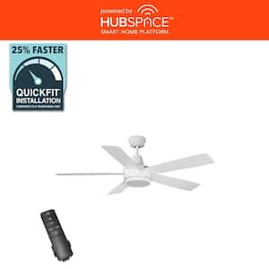 Fanelee 54 in. White Color Changing LED Matte White Smart Ceiling Fan with Light Kit and Remote Powered by Hubspace