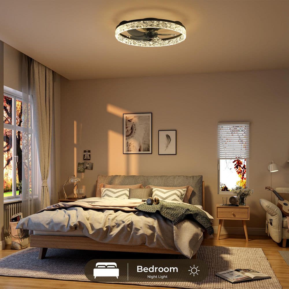 リングライト 零 スタライ 1st 5th 7th 8th TOZING 20 in. LED Black Modern Smart Indoor Fandelier Flush Mount